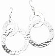 ACOMO 925 Sterling Silver Hammered Double Hoop Dangle Earrings - 2" Drop