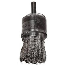 Weiler Wire End Brush, Hollow End, Coated Cup, Round Shank, Stainless Steel 302, Partial Twist Knotted, 1-1/8" Diameter, 0.006" Wire Diameter, 1/4" Shank, 20000 rpm (Pack of 1)