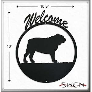 BULL DOG Black Metal Welcome Sign
