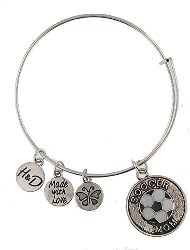 Hope And Destiny Soccer Mom Expandable Wire Silver Tone Bangle Bracelet