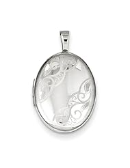 Sterling Silver Side Swirls 19mm Oval Locket