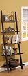 Dark Espresso Brown Leaning Bookcase Bookshelf