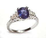 Platinum Sapphire and Baguette Shape Diamond Hand Engraved Ring, AGL certificate, Ring Size 6.5 (T.w 2.00)