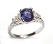 Platinum Sapphire and Baguette Shape Diamond Hand Engraved Ring, AGL certificate, Ring Size 6.5 (T.w 2.00)