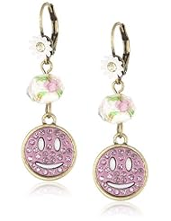 Betsey Johnson "Girlie Grunge" Smiley Face Drop Earrings