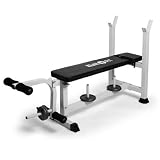 Klarfit Hantelbank Situps Hometrainer Beincurler Kraftraining (aufsteckbare Polster, bis 200kg)