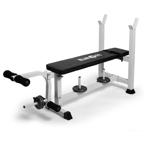 Klarfit Hantelbank Situps Hometrainer Beincurler Kraftraining (aufsteckbare Polster, bis 200kg)