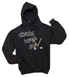 Chicks with Sticks (Stix) Hockey Girl Hooded Sweatshirt