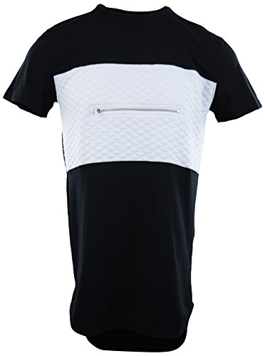 Mens Tall Long T Shirts and Hoodies with Zippers and Designs (Many Styles To Choose From) (XL, Black/White)