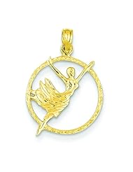 14K Yellow Gold Dancer Charm Ballerina Pendant Jewelry