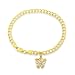 14K Yellow Gold Diamond Accented Butterfly Charm Bracelet - 7"