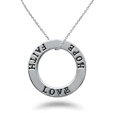 Sterling Silver Faith Hope Love Circle Necklace