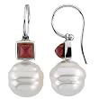 14K White Gold Paspaley South Sea Cultured Pearl and Rhodolite Garnet Earrings - 11.00mm