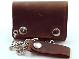 Distressed Natural Brown Leather Chain Wallet #15