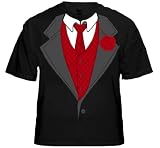 Tuxedo Shirts - Formal Tuxedo T-Shirt With Red Tie And Rose 3, 14