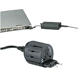 (Price/EA)International Plug Adapter,Portable,1-4/8x2-1/4x2,Black