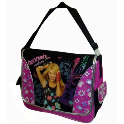 Hannah Montana Messenger Bag – Officially Licensed Black Messenger Bag Black & Hot Pink with Metallic Trim; Great Gift Idea