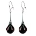 Black Cherry Amber and Sterling Silver Tears Of Blood Drop Earrings