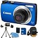 Canon Powershot A3300 16 MP Digital Camera with 5x Optical Zoom (Blue) Kit includes 8 GB Memory Card, Card Reader, Deluxe Carrying Case, Mini Tripod, & 3pc. Lens Cleaning Kit.