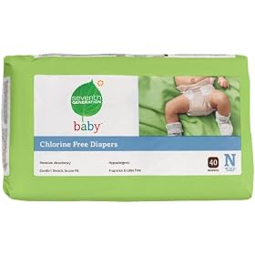 Seventh Generation Chlorine Free Baby Diapers, Newborn (Up to 10 Lbs), 40 Count (Pack of 4)