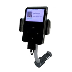 Advanced Car Mount System for Apple iPod Video/Classic/NANO 4th Generation - 360 degrees rotating Neck, built-in cutting edge FM Transmitter & Charger