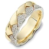 Designer 14 Karat Two-Tone Gold Unique 120 Diamond Wedding Band Ring