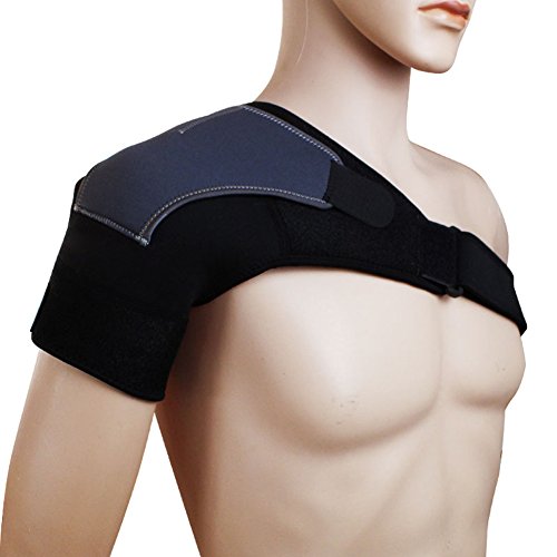 Adjustable Single Shoulder Brace Elastic Gym Sports Support Strap Wrap Belt Band Pad for Men and Women Light Weight (Right Shoulder Advanced)