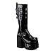 5 1/2 Inch MENS BOOTS Gothic Platform Knee High Boots Buckles Black Chunky Heel