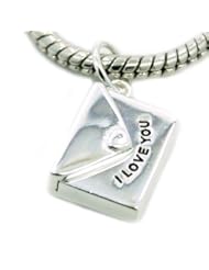 .925 Sterling Silver " I Love You Functioning Clutch Purse Dangle " Charm Bead Compatible with Pandora Chamilia Kay Troll Bracelet