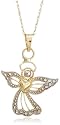 10k Two-Tone Gold Filigree Angel Pendant, 18"