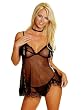 Peekaboo Sheer Babydoll With Matching Thong Womens Sexy Black Lingerie