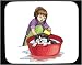Mouse Pad with human, body, individuals, individual, domestic, persons, cat, humans, girl, people, cats, basin, animal, wash, person, washing, feline, felid