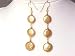 14mm Golden Coin Pearls Dangle Earrings 14k Yellow Gold French Hook