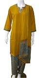 Mustard and Green Womens Printed Crepe Salwar Kameez Kurta Size 44