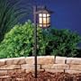 Kichler Lighting 15322AGZ Cross Creek Lantern 1-Light 12-Volt Landscape Path & Spread Light, Aged Bronze with Textured Linen Seedy Glass Panels