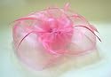Ladies large pink fashion fascinator with feathers - fas45