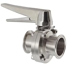 Dixon B5101S200CC-C Stainless Steel 316L Butterfly Valve with Trigger Handle and Silicone Seal, 2" Tube OD