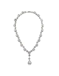 Cubic Zirconia Wedding Bridal Silver Necklace Fashion Jewelry by 