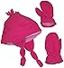 N'Ice Caps Little Girls Sherpa Lined Hat And Mitten Set With Bows