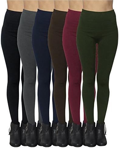 6-Pack: Women's American Leggings Seamless Fleece Lined Leggings - Assorted Colors