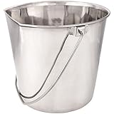 ProSelect Stainless Steel Flat Sided Pails  -  Durable Pails for Fences, Cages, Crates, or Kennels - 6", 2-Quart
