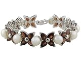 STERLING SILVER 7.5-8.5MM CULTURED FRESHWATER PEARL WITH 34.00CTW GARNET BRACELET