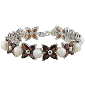 STERLING SILVER 7.5-8.5MM CULTURED FRESHWATER PEARL WITH 34.00CTW GARNET... by JTV