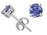0.46 cts Genuine 3.7mm. Round Tanzanite Stud Earrings - 14kt White or Yellow Gold