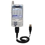 Coiled Power Hot Sync and Charge USB Data Cable w/ Tip Exchange for the Cingular Treo 650 - Gomadic Brand
