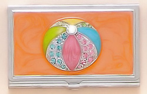 Beautiful Jeweled Business Card Case- Beach Ball