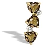 14K Yellow Gold Genuine Heart Smoky Quartz and Diamond 3-Stone Pendant