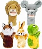 Aesop's Fable Starter Set of Five Plush Animal Puppets and Puppet Show Scripts