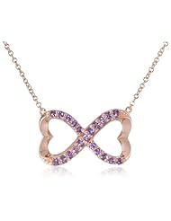 Pink Gold-Plated Sterling Silver and Amethyst Infinity Heart Necklace, 18"