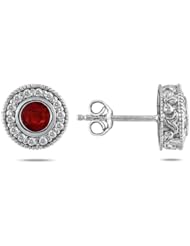1/3 CTW Diamond and Ruby Earrings 10K White Gold